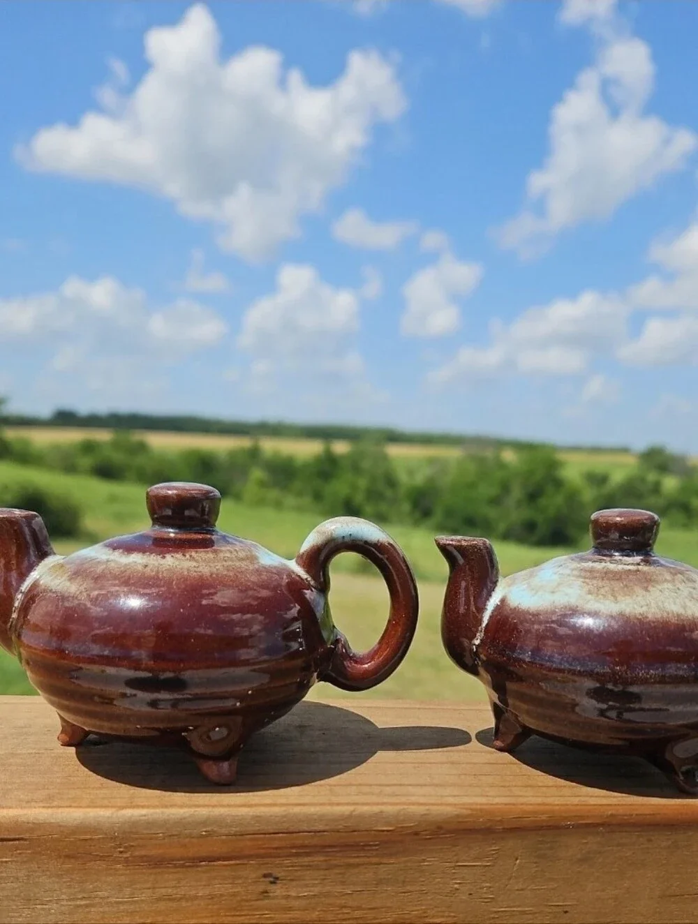 Vintage Ceramic Tea Pot Shaped Salt and Pepper Shakers 2.25
